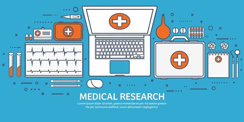 矢量醫療器材插圖 理療器械的藝術化呈現與專業價值